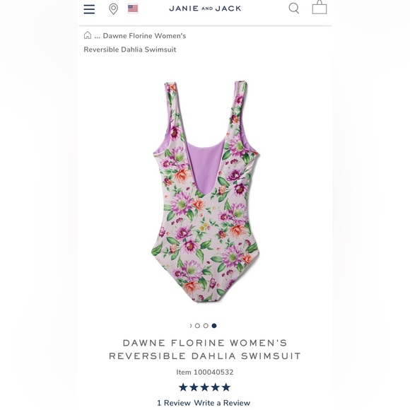 Janie and Jack Dawne Florine women’s reversible one piece swimsuit matching XS - Picture 9 of 9